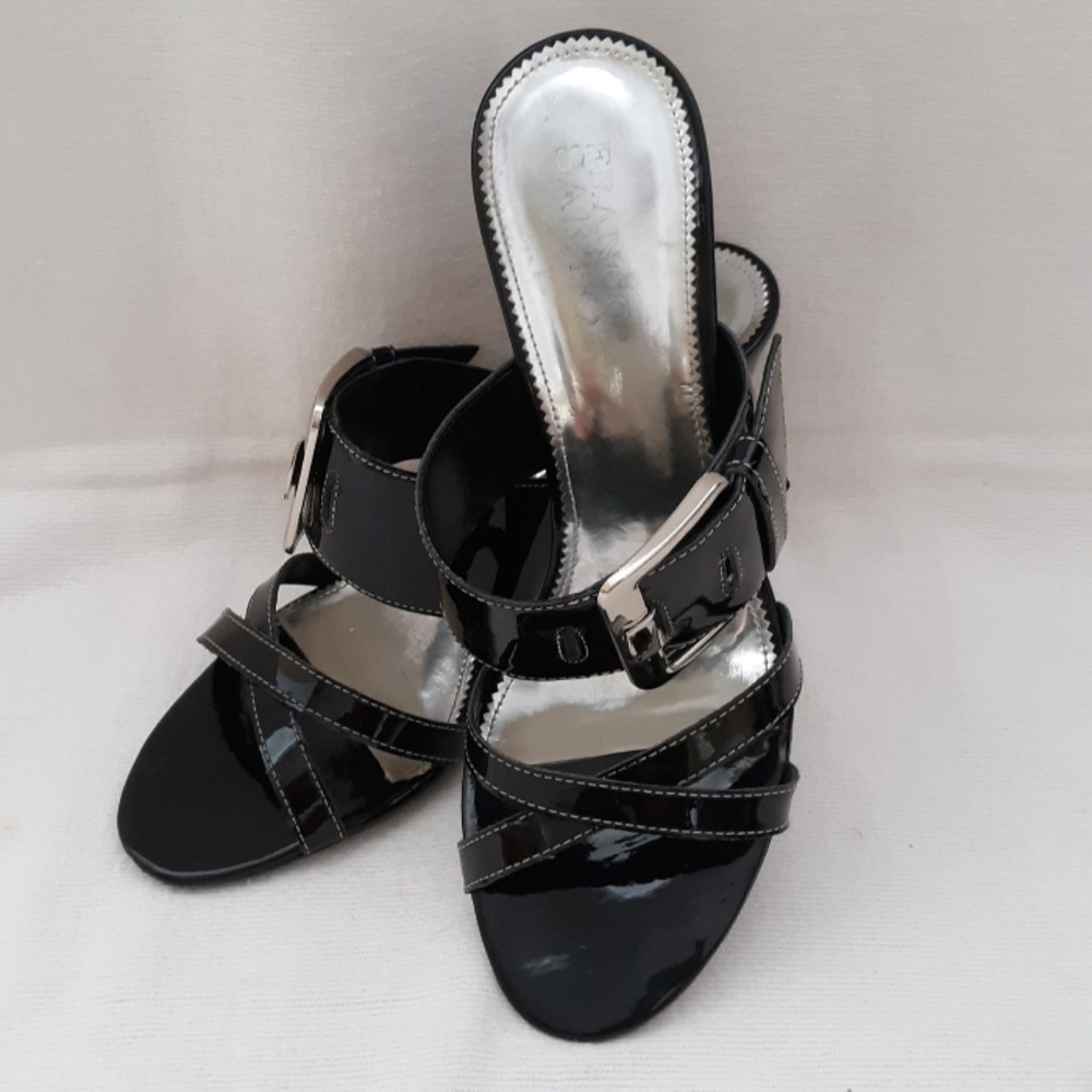FRANCO SARTO BLACK SLIP ON HEELS